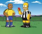 Homer Simpson κάνει ένας διαιτητής δείχνει κόκκινη κάρτα ο Ρ